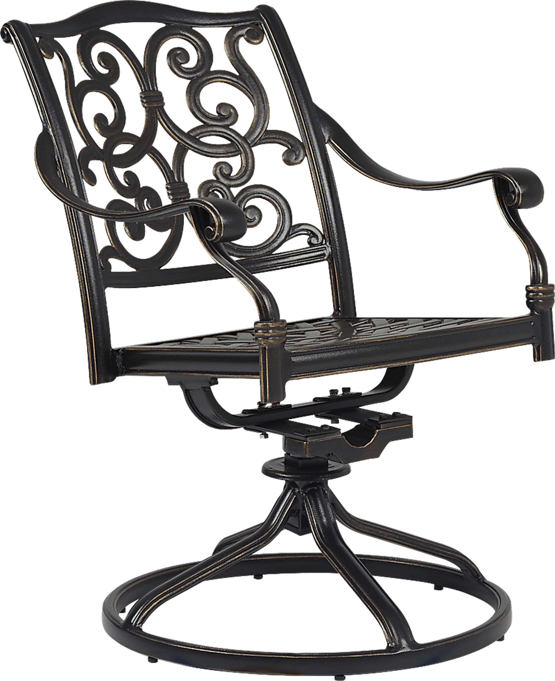 Lake Como Antique Bronze Outdoor Swivel Rocker Arm Chair - Image 1