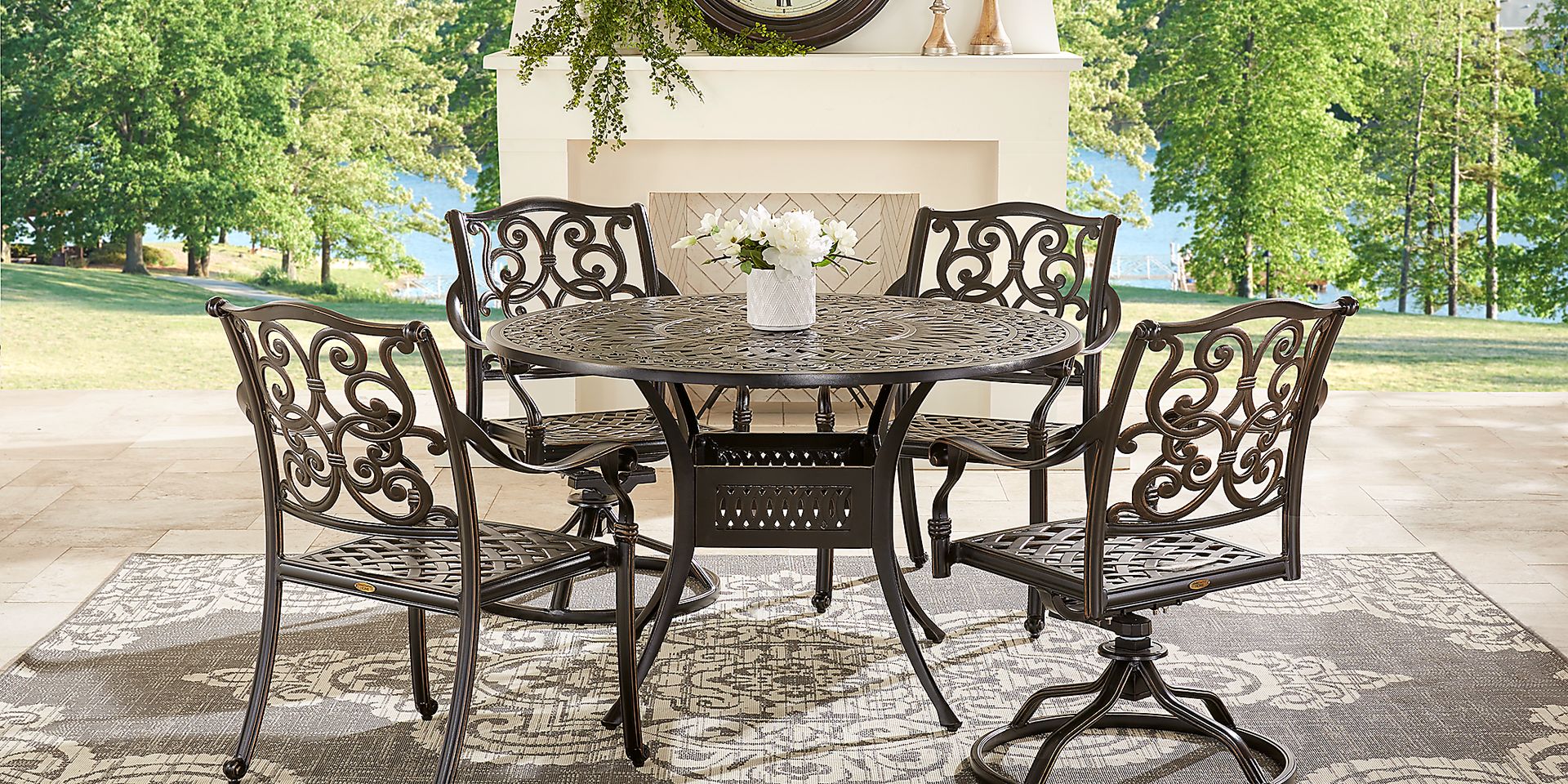 Lake Como Antique Bronze 7 Pc Oval Outdoor Dining Set - Image 4