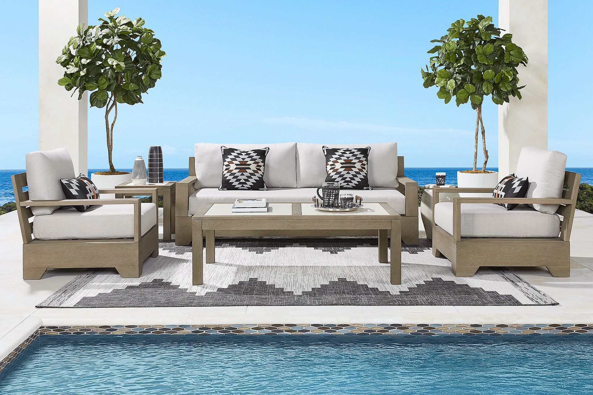 Cindy Crawford Home Lake Tahoe Gray Outdoor Club Chair with Seagull Cushions - Image 2