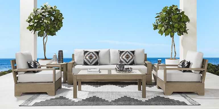 Cindy Crawford Home Lake Tahoe Gray 4 Pc Outdoor Sofa Seating Set with Seagull Cushions