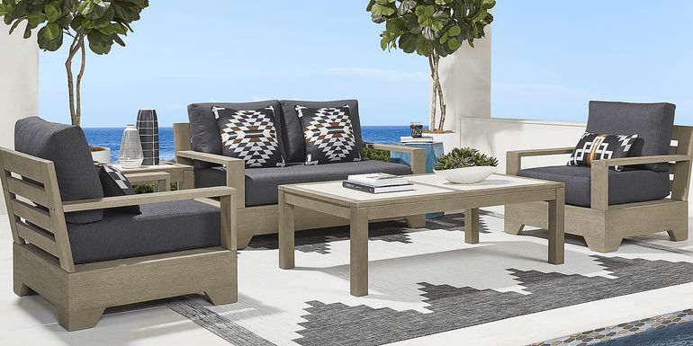 Cindy Crawford Home Lake Tahoe Gray 4 Pc Outdoor Seating Set with Charcoal Cushions
