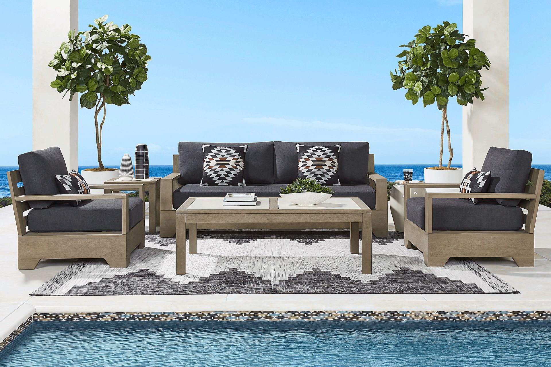 Lake Tahoe Gray Outdoor Cocktail Table - Image 2