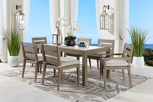 Lake Tahoe Gray 5 Pc Rectangle Outdoor Dining Set with Seagull Cushions