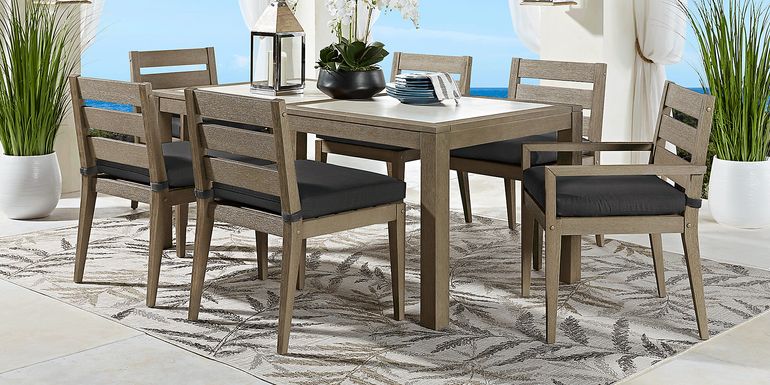 Cindy Crawford Home Lake Tahoe Gray 5 Pc Rectangle Outdoor Dining Set with Charcoal Cushions