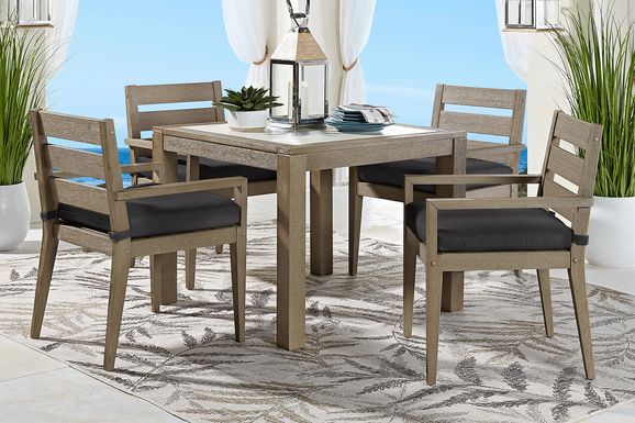 Lake Tahoe Gray 5 Pc Square Outdoor Dining Set with Charcoal Cushions