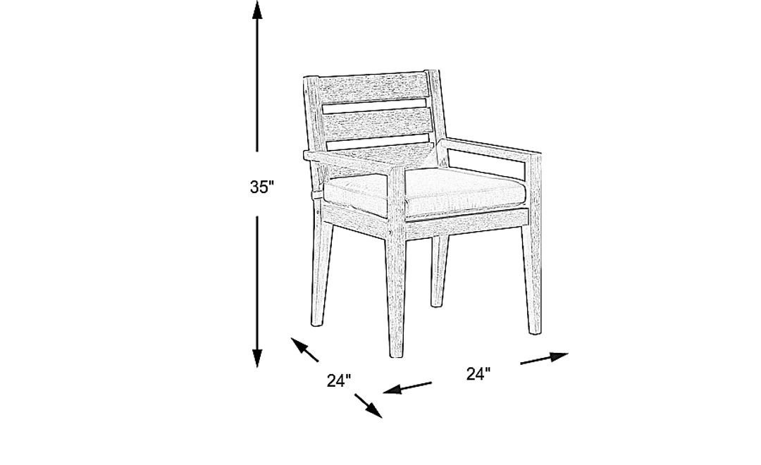Lake Tahoe Gray Outdoor Arm Chair with Seagull Cushion