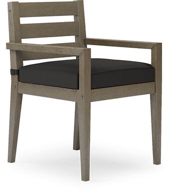 Lake Tahoe Gray Outdoor Arm Chair with Charcoal Cushion