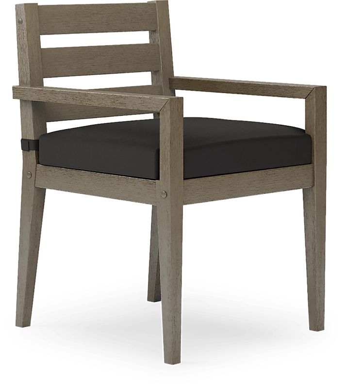 Lake Tahoe Gray Outdoor Arm Chair with Charcoal Cushion
