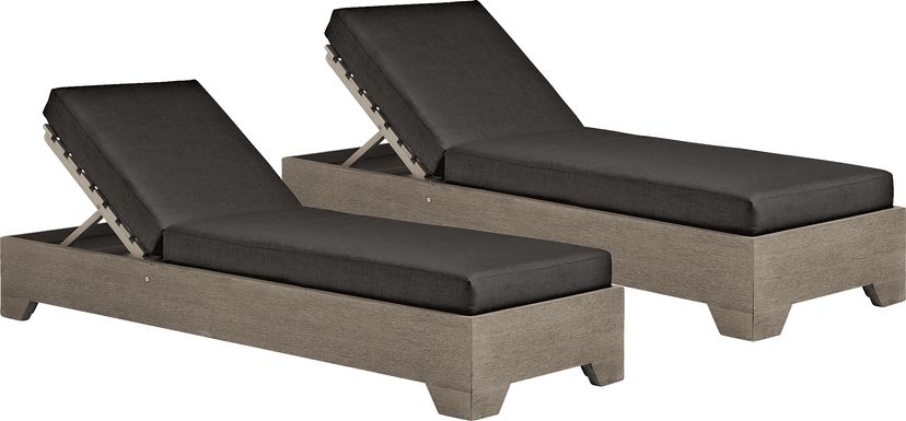 Cindy Crawford Home Lake Tahoe Gray Outdoor Chaise with Charcoal Cushions, Set of 2