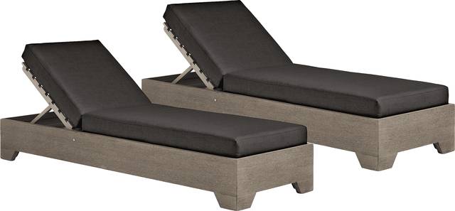 Cindy Crawford Home Lake Tahoe Gray Outdoor Chaise with Charcoal Cushions, Set of 2 - Thumbnail - Image 1