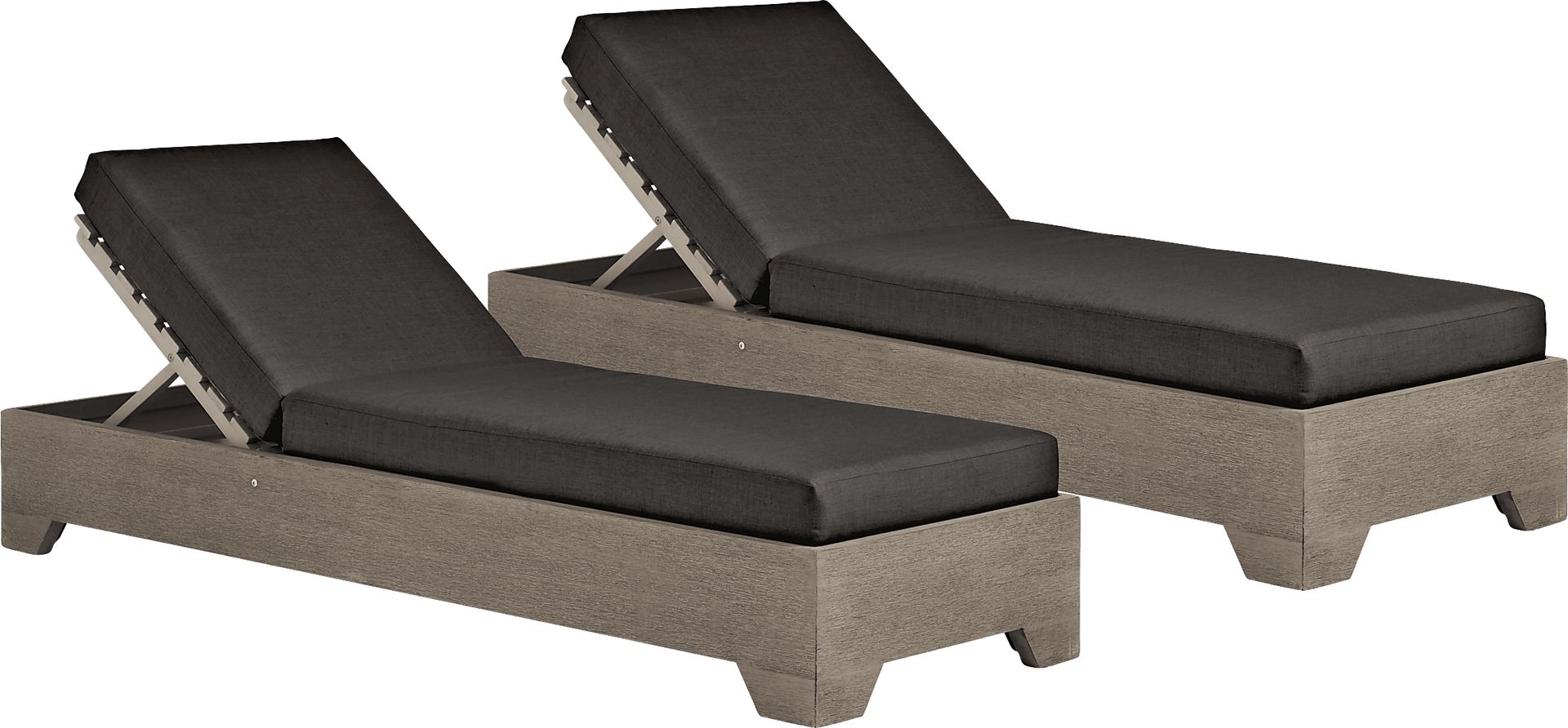 Cindy Crawford Home Lake Tahoe Gray Outdoor Chaise with Charcoal Cushions, Set of 2 - Image 1