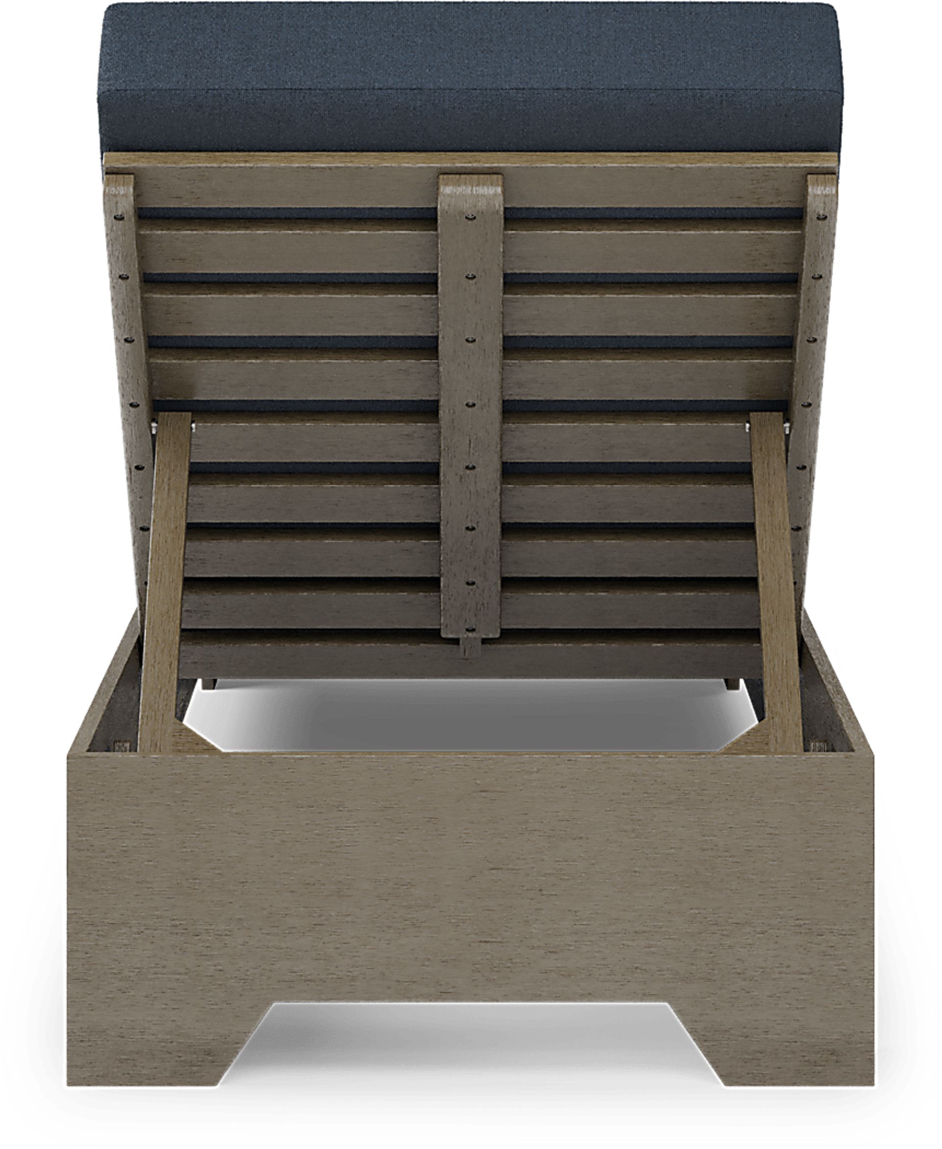 Lake Tahoe Gray Outdoor Chaise with Indigo Cushions - Image 3