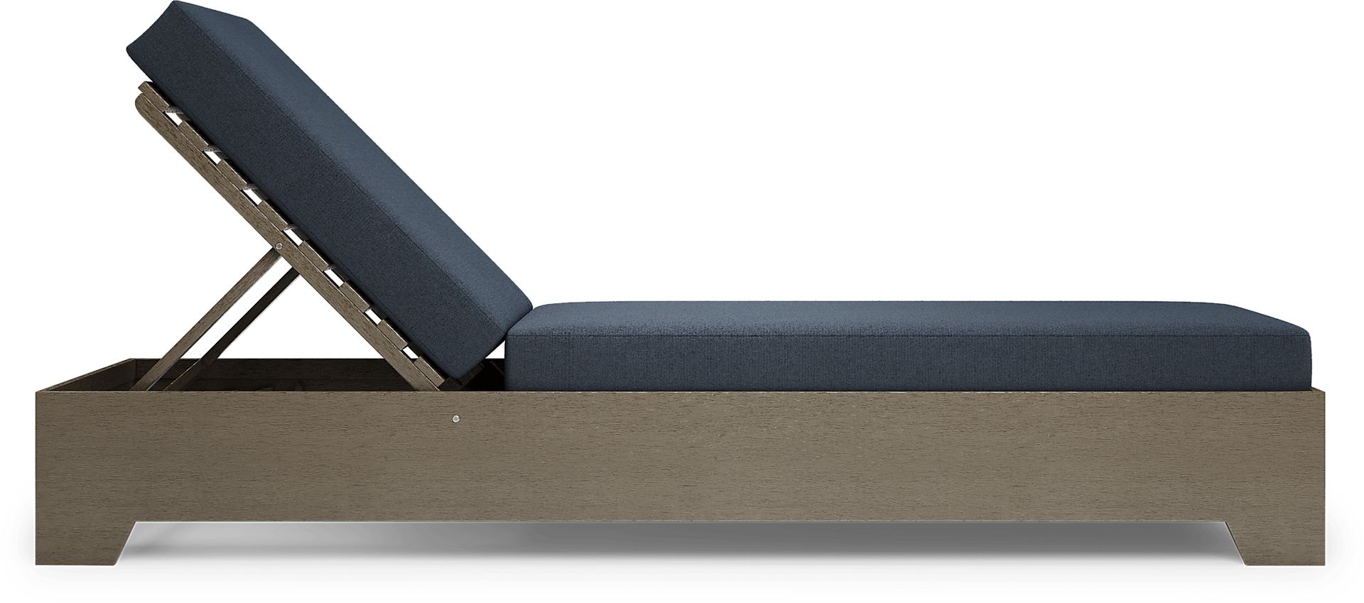 Lake Tahoe Gray Outdoor Chaise with Indigo Cushions - Image 4