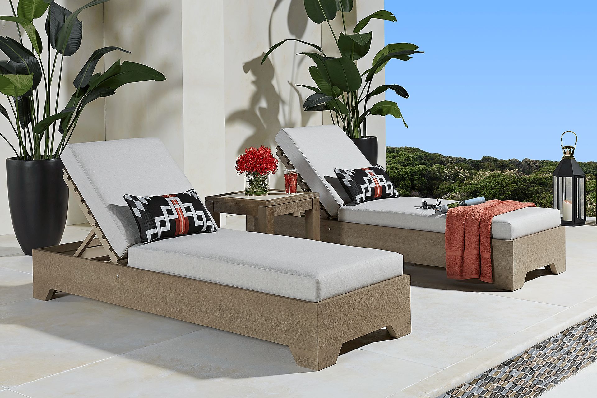 Lake Tahoe Gray Outdoor Chaise with Seagull Cushions, Set of 2 - Image 2