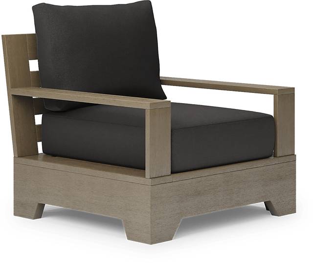 Cindy Crawford Home Lake Tahoe Gray Outdoor Club Chair with Charcoal Cushions - Thumbnail - Image 1