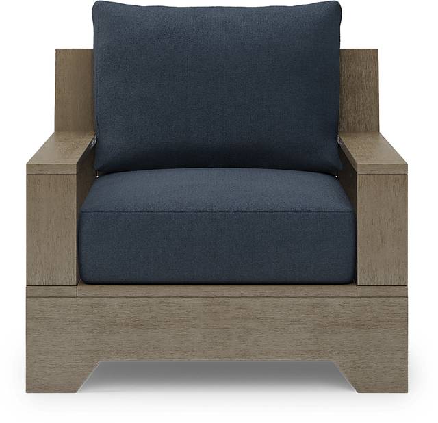 Cindy Crawford Home Lake Tahoe Gray Outdoor Club Chair with Indigo Cushions - Thumbnail - Image 3