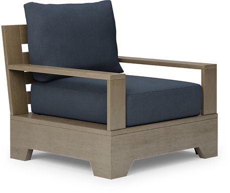 Lake Tahoe Gray Outdoor Club Chair with Indigo Cushions