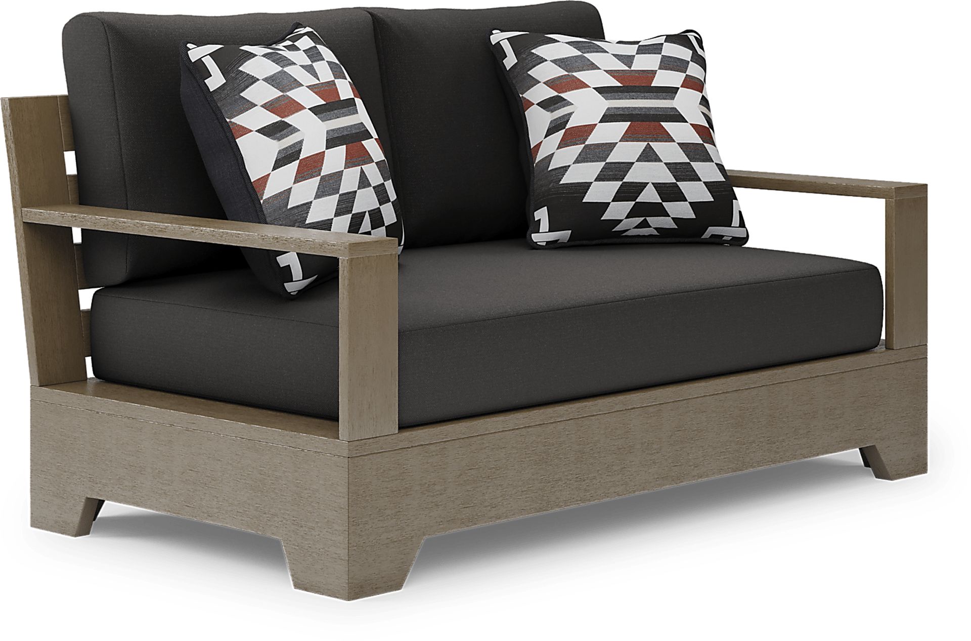 Lake Tahoe Gray Outdoor Loveseat with Charcoal Cushions - Image 2