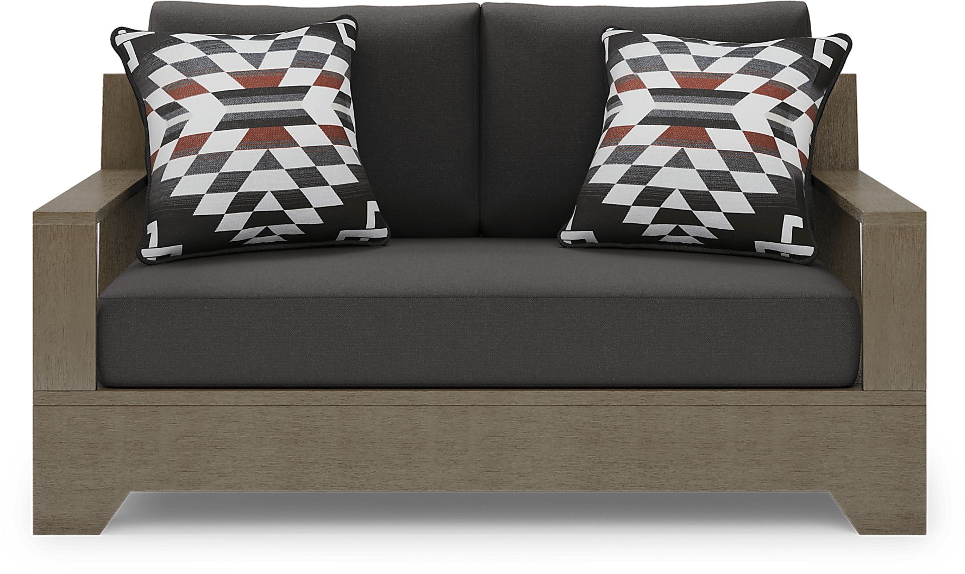 Lake Tahoe Gray Outdoor Loveseat with Charcoal Cushions - Image 1