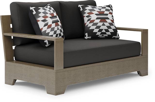 Cindy Crawford Home Lake Tahoe Gray Outdoor Loveseat with Charcoal Cushions - Thumbnail - Image 3
