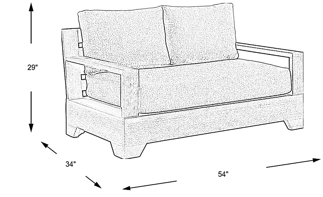 Lake Tahoe Gray Outdoor Loveseat with Seagull Cushions
