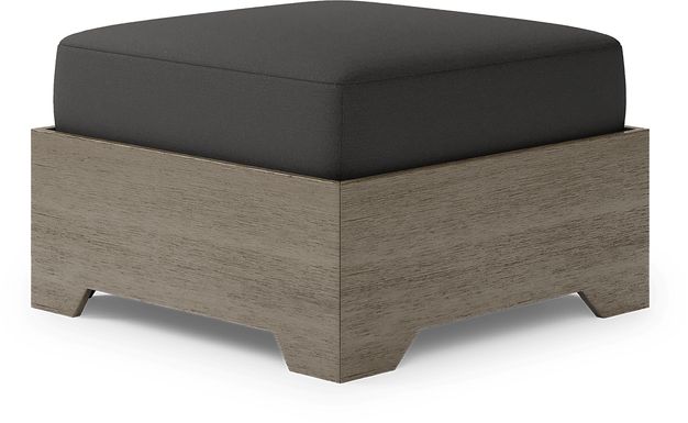 Cindy Crawford Home Lake Tahoe Gray Outdoor Ottoman with Charcoal Cushion