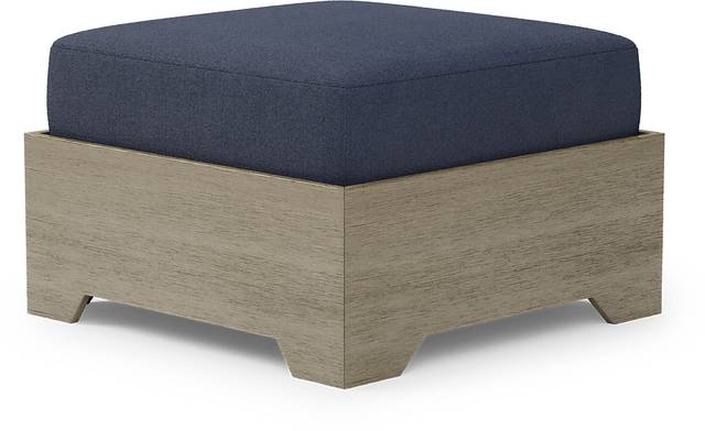 Lake Tahoe Gray Outdoor Ottoman with Indigo Cushion - Thumbnail - Image 1