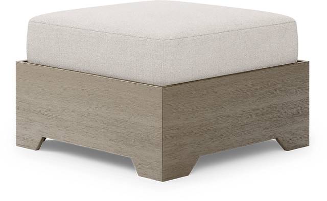Lake Tahoe Gray Outdoor Ottoman with Seagull Cushion - Thumbnail - Image 1