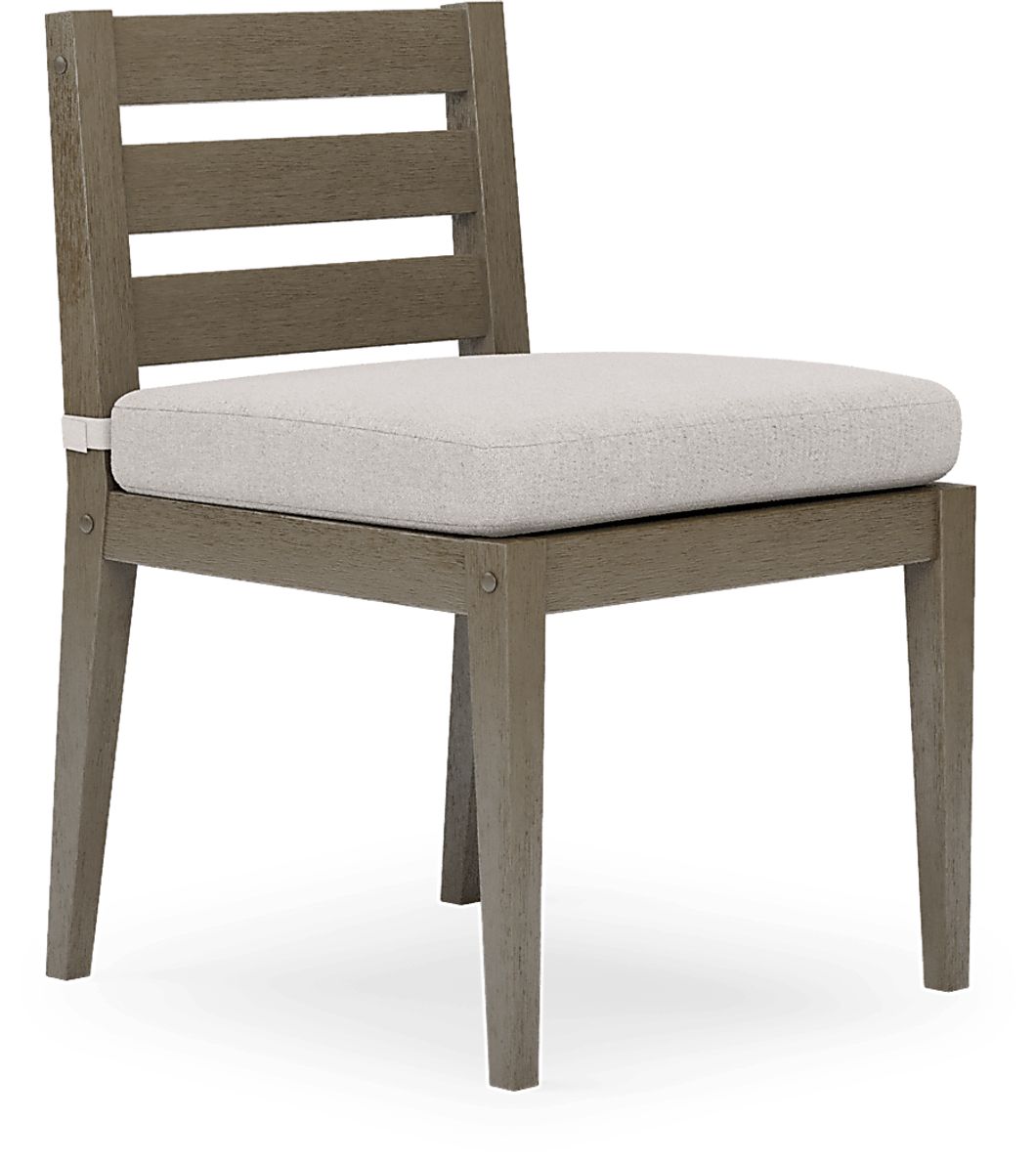 Lake Tahoe Gray Outdoor Side Chair with Beige Cushion