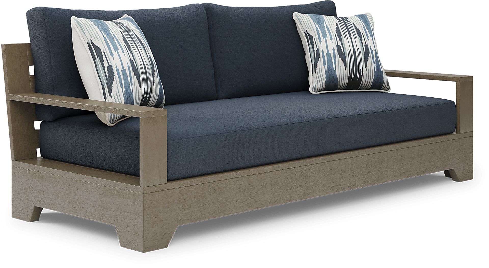 Lake Tahoe Gray 4 Pc Outdoor Sofa Seating Set with Indigo Cushions - Image 3