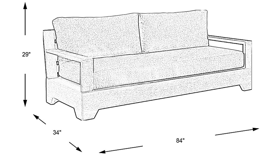 Lake Tahoe Gray Outdoor Sofa with Indigo Cushions