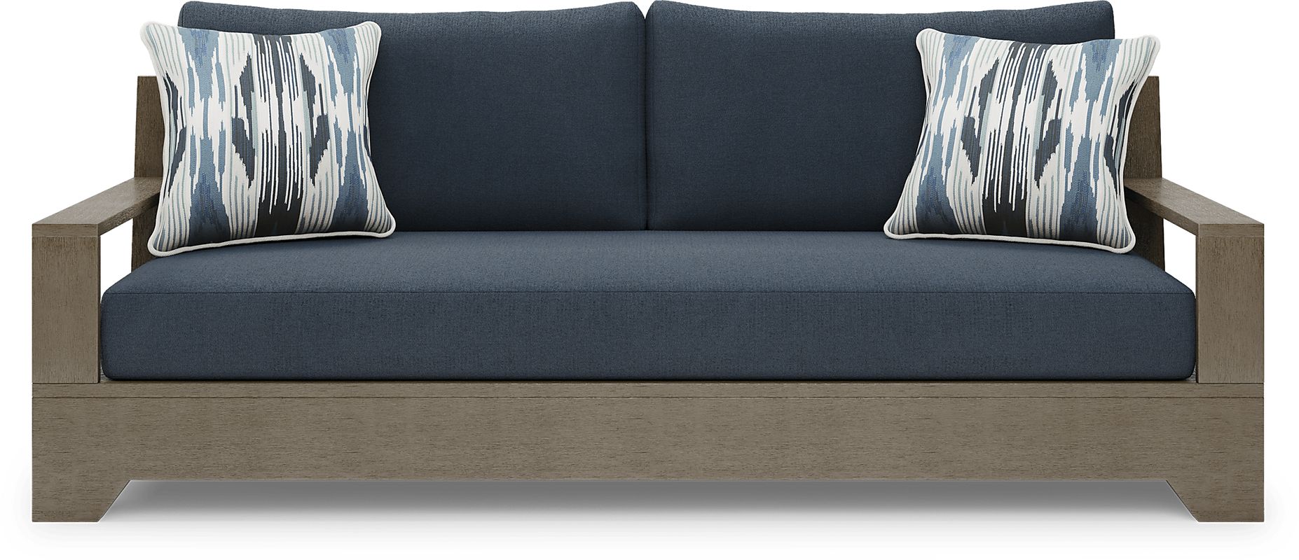Lake Tahoe Gray Outdoor Sofa with Indigo Cushions