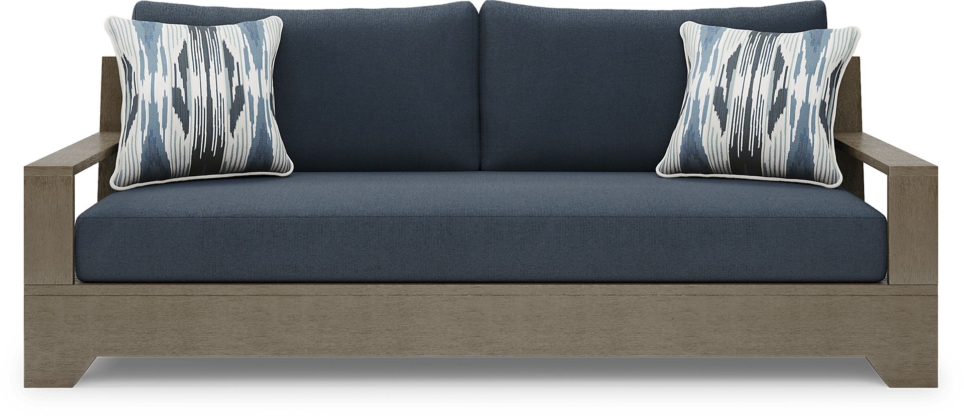 Lake Tahoe Gray 4 Pc Outdoor Sofa Seating Set with Indigo Cushions - Image 2