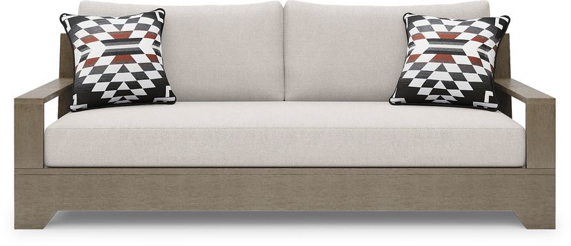 Lake Tahoe Gray Outdoor Sofa with Seagull Cushions