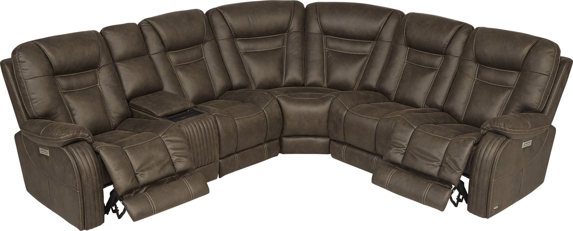 Cindy Crawford Home Lakewood Heights Brown Dual Power Reclining 6 Pc Sectional - Image 3