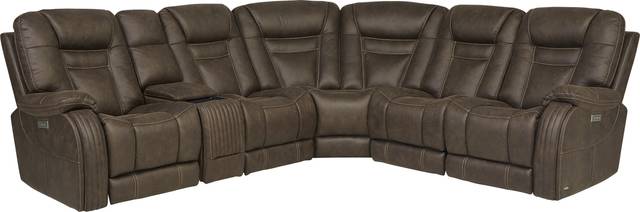 Cindy Crawford Home Lakewood Heights Brown Dual Power Reclining 6 Pc Sectional - Thumbnail - Image 1