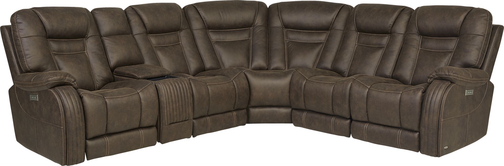 Cindy Crawford Home Lakewood Heights Brown Dual Power Reclining 6 Pc Sectional - Image 1
