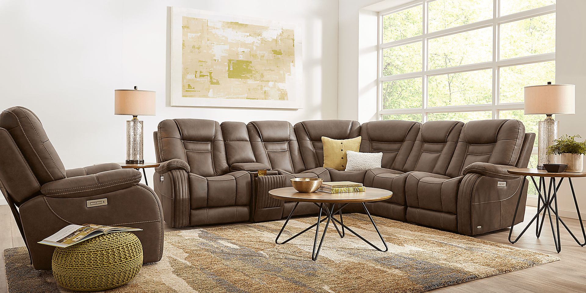 Cindy Crawford Home Lakewood Heights Brown Dual Power Reclining 6 Pc Sectional - Image 2