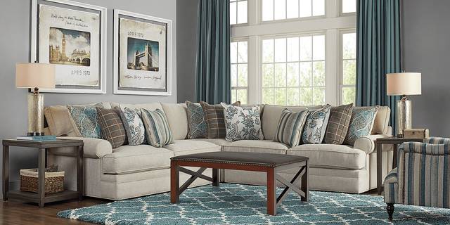 Cindy Crawford Home Lincoln Heights Beige 3 Pc Sectional - Thumbnail - Image 2
