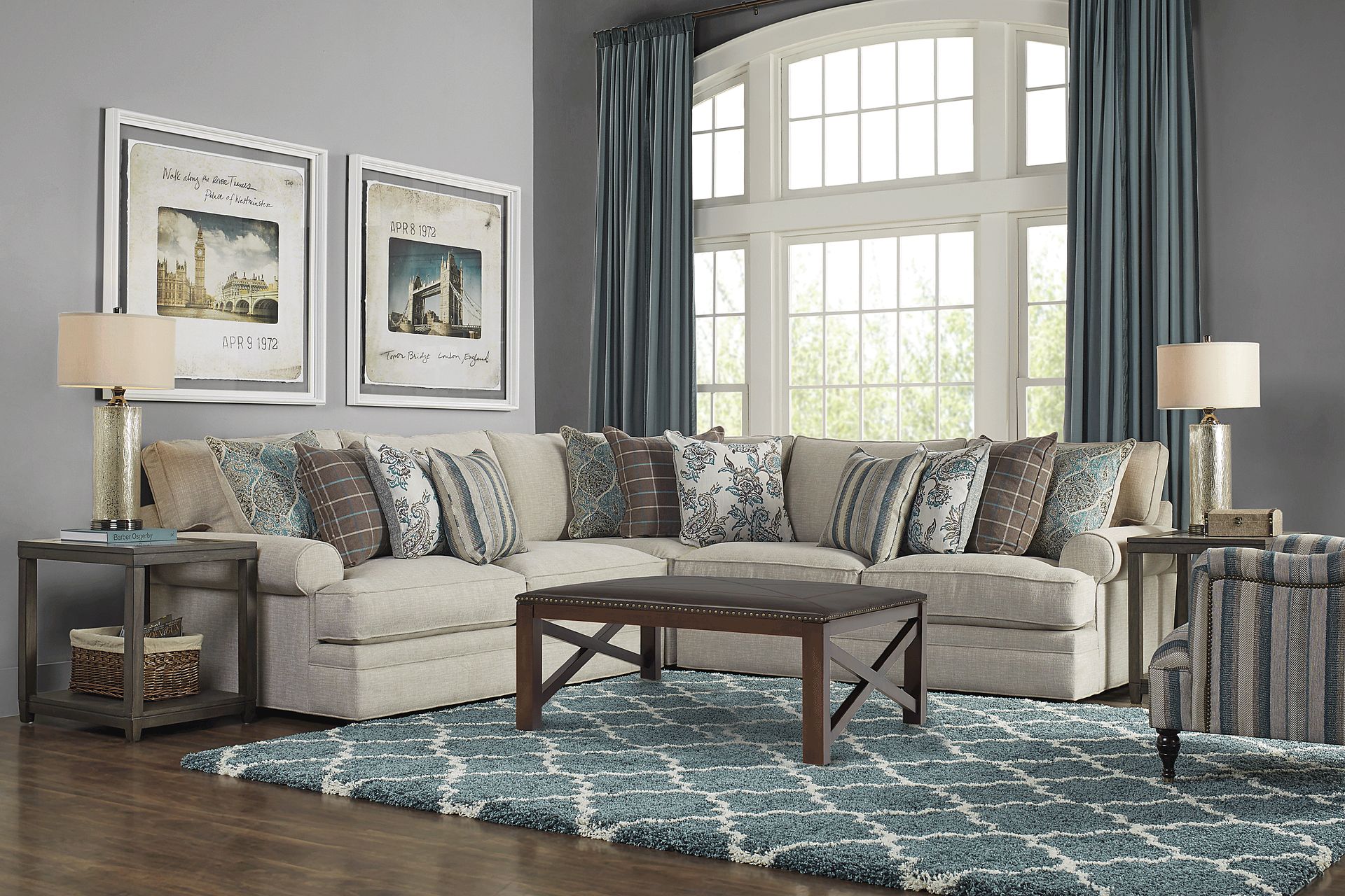 Cindy Crawford Home Lincoln Heights Beige 3 Pc Sectional - Image 2