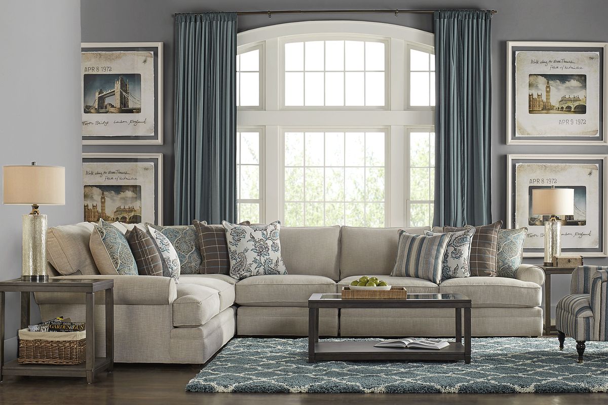 Cindy Crawford Lincoln Heights 7 Pc Beige Textured Living Room Set With ...