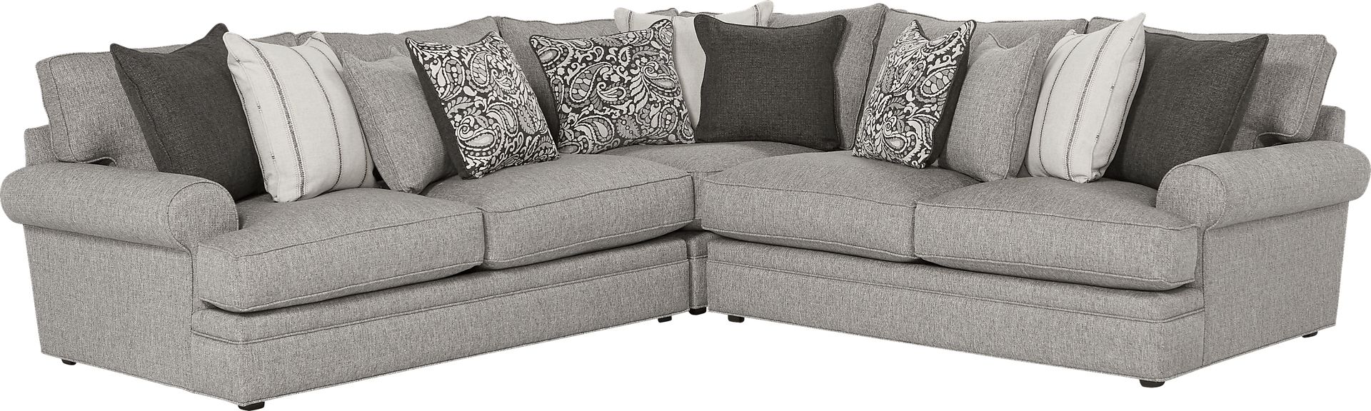 Cindy Crawford Home Lincoln Square Gray 3 Pc Sectional - Image 1