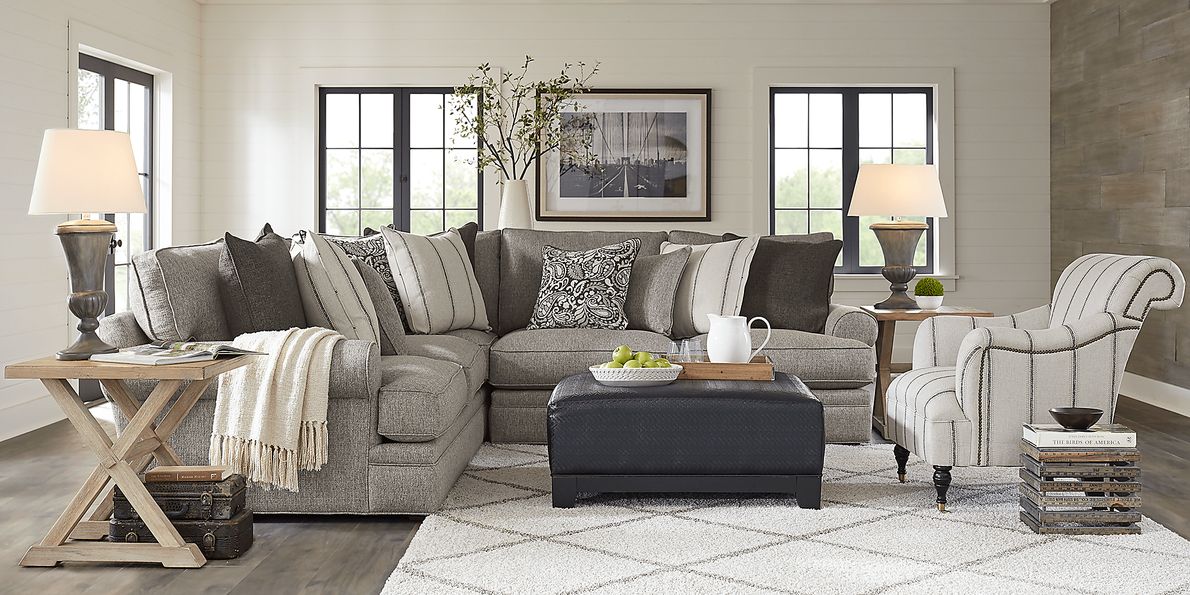 Cindy Crawford Home Lincoln Square Gray 3 Pc Sectional - Rooms To Go