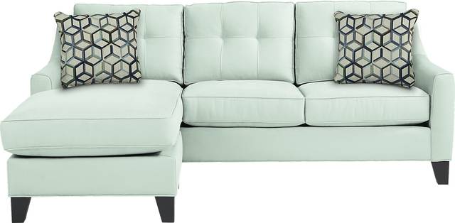 Cindy Crawford Home Madison Place Aqua Microfiber Chaise Sofa - Thumbnail - Image 1