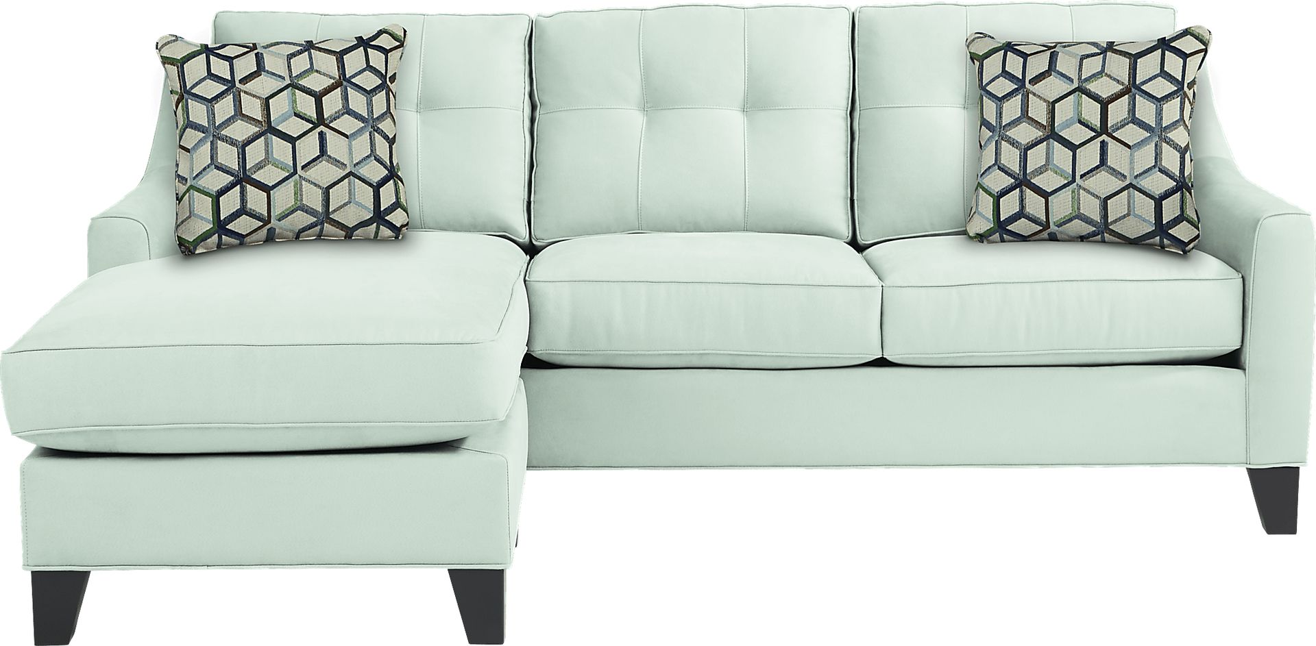 Cindy Crawford Home Madison Place Aqua Microfiber Chaise Sofa - Image 1
