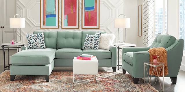 Cindy Crawford Home Madison Place Basil Microfiber Gel Foam Sleeper Chaise Sofa - Thumbnail - Image 2