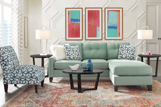 Cindy Crawford Home Madison Place Basil Microfiber 3 Pc Sectional Living Room - Thumbnail - Image 1