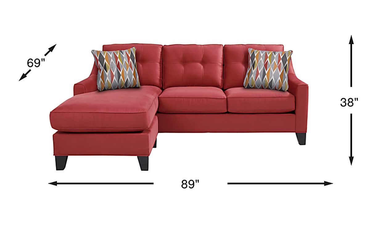Cindy Crawford Madison Place Brick Red Microfiber Chaise Sofa