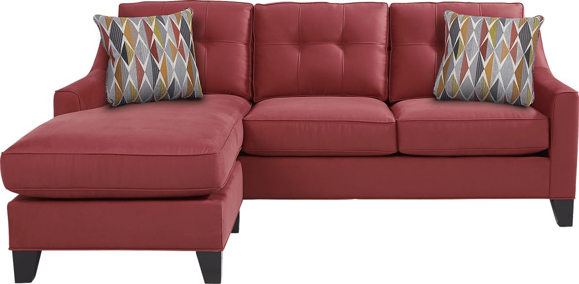 Cindy Crawford Madison Place Brick Red Microfiber Chaise Sofa Rooms To Go