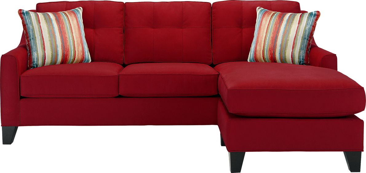 Cindy Crawford Madison Place Cardinal Red Microfiber Chaise Sofa Rooms To Go